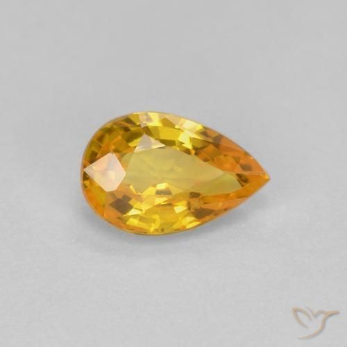 Zaffiro Dorato naturale da 0.57 ct, Forma a pera, VVS