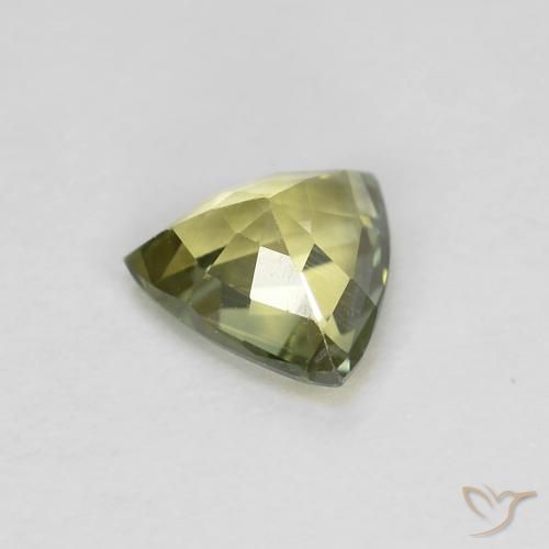 Zaffiro Verde medio naturale da 0.65 ct, Taglio trillion, VVS
