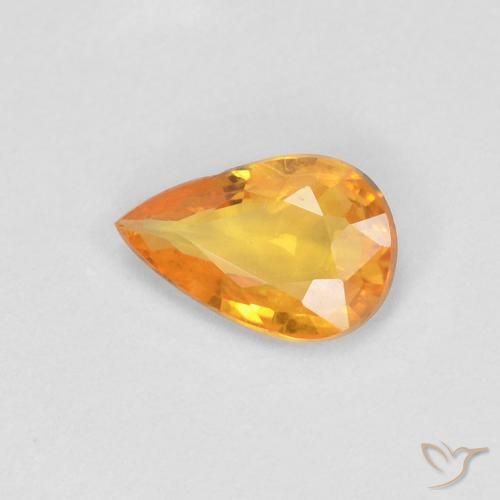 0.33ct Naturale Albicocca Arancia Zaffiro, Forma a pera, VS