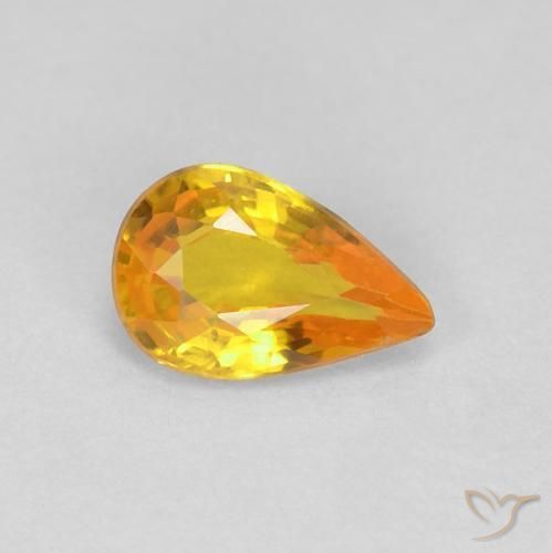 Zaffiro Arancio Medio naturale da 0.47 ct, Forma a pera, VVS