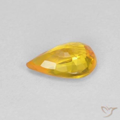 Zaffiro Arancio Medio naturale da 0.47 ct, Forma a pera, VVS