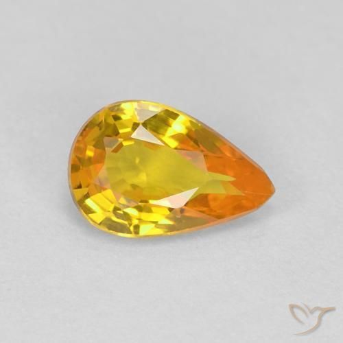 0.53ct Naturale Arancio Medio Zaffiro, Forma a pera, VVS