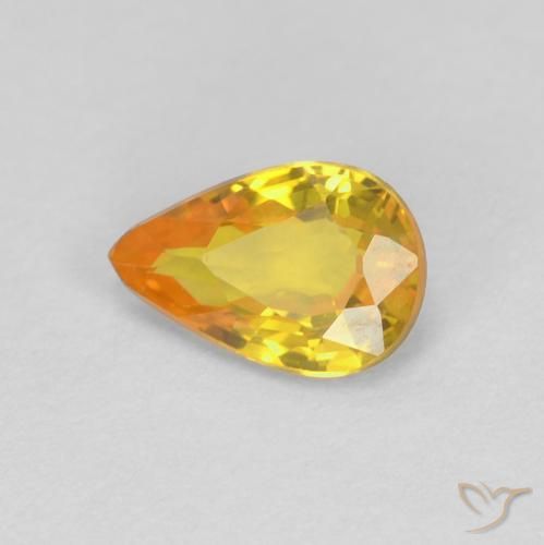 Zaffiro Arancio Medio naturale da 0.53 ct, Forma a pera, VVS