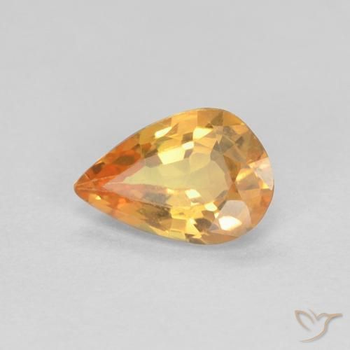0.42ct Naturale Arancione brillante Zaffiro, Forma a pera, VVS