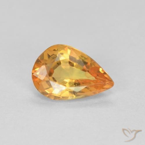 Zaffiro Arancione brillante naturale da 0.42 ct, Forma a pera, VVS