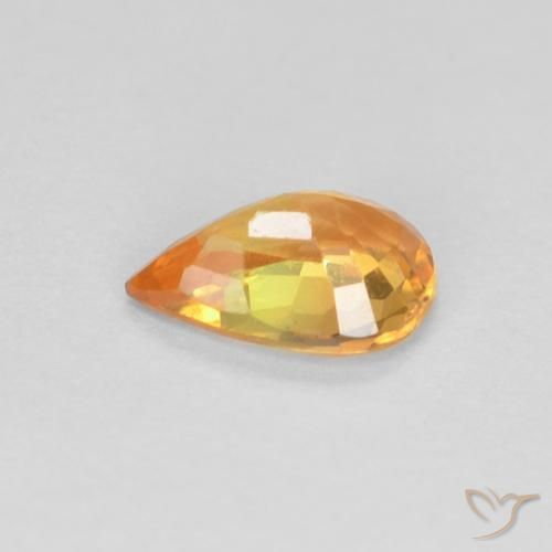 Zaffiro Arancione brillante naturale da 0.42 ct, Forma a pera, VVS