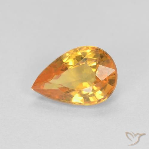 0.57ct Naturale Arancio-Oro Zaffiro, Forma a pera, VVS