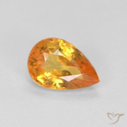Zaffiro Arancio-Oro naturale da 0.57 ct, Forma a pera, VVS