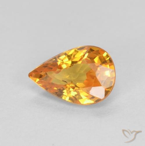 0.56ct Naturale Arancio Medio Zaffiro, Forma a pera, VVS-VS