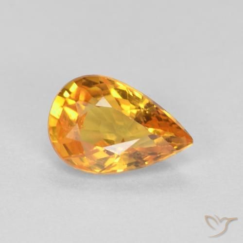 Zaffiro Arancio Medio naturale da 0.56 ct, Forma a pera, VVS-VS