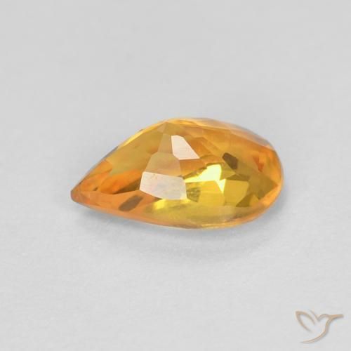 Zaffiro Arancio Medio naturale da 0.56 ct, Forma a pera, VVS-VS