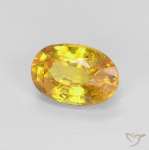 Zaffiro Arancio dorato naturale da 0.75 ct, Ovale, VS