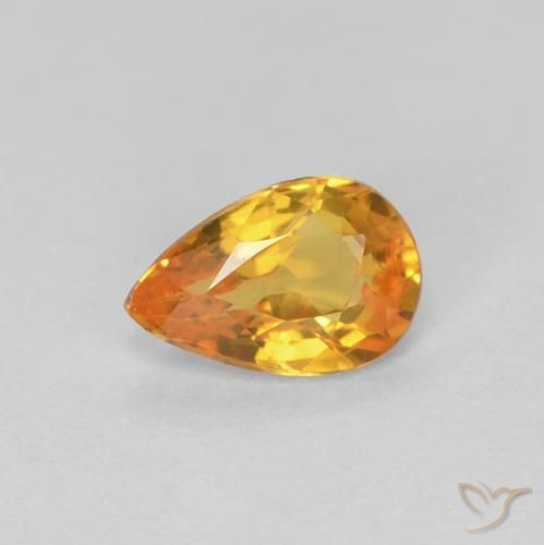 0.49ct Naturale Arancio Medio Zaffiro, Forma a pera, VVS