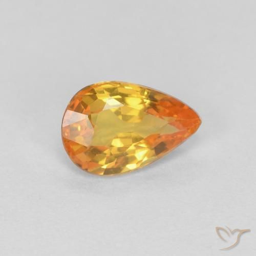 Zaffiro Arancio Medio naturale da 0.49 ct, Forma a pera, VVS