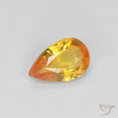 0.42ct Naturale Albicocca Arancia Zaffiro, Forma a pera, VVS