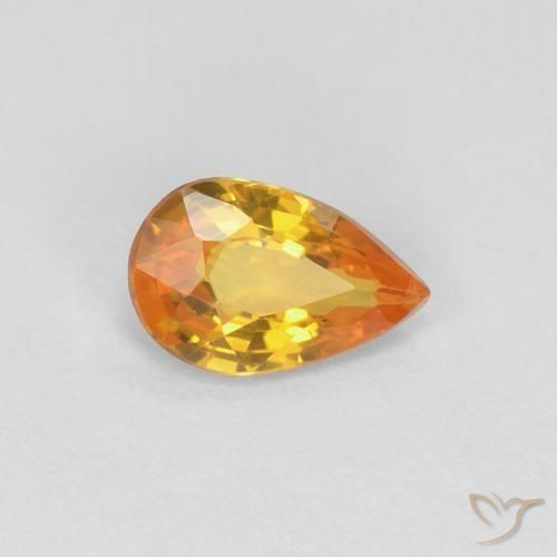 Zaffiro Albicocca Arancia naturale da 0.42 ct, Forma a pera, VVS
