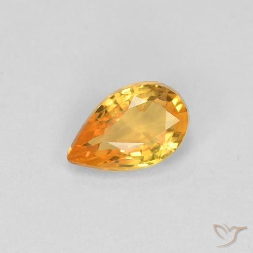 0.44ct Naturale Arancio Medio Zaffiro, Forma a pera, VVS