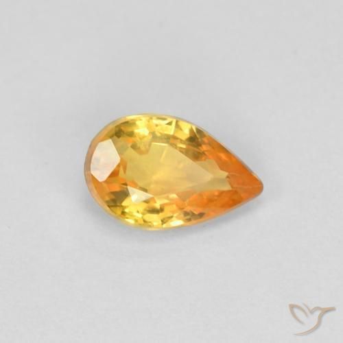 Zaffiro Arancio Medio naturale da 0.44 ct, Forma a pera, VVS