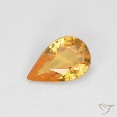 0.49ct Naturale Albicocca Arancia Zaffiro, Forma a pera, VVS