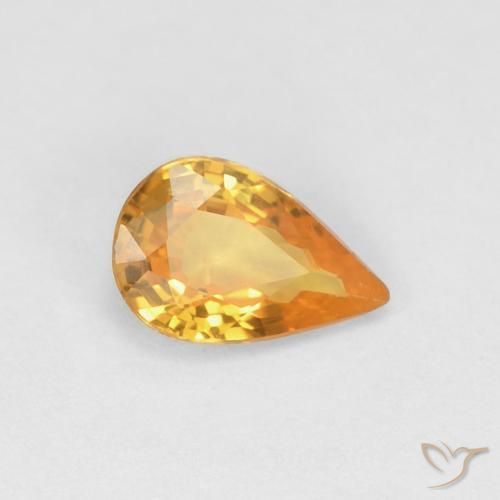 Zaffiro Albicocca Arancia naturale da 0.49 ct, Forma a pera, VVS