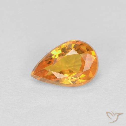 0.51ct Naturale Albicocca Arancia Zaffiro, Forma a pera, VVS