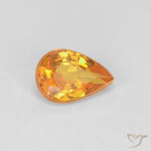 Zaffiro Albicocca Arancia naturale da 0.51 ct, Forma a pera, VVS