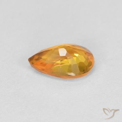 Zaffiro Albicocca Arancia naturale da 0.51 ct, Forma a pera, VVS