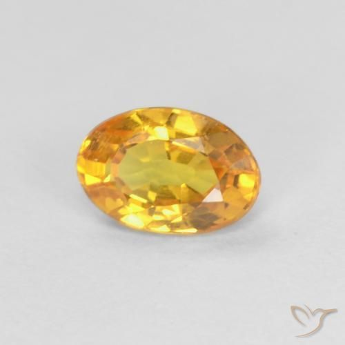 Zaffiro Arancione-Oro medio naturale da 0.51 ct, Ovale, VVS-VS