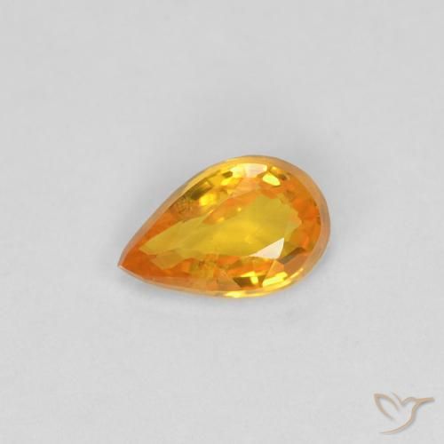Zaffiro Arancio Medio naturale da 0.40 ct, Forma a pera, VVS-VS