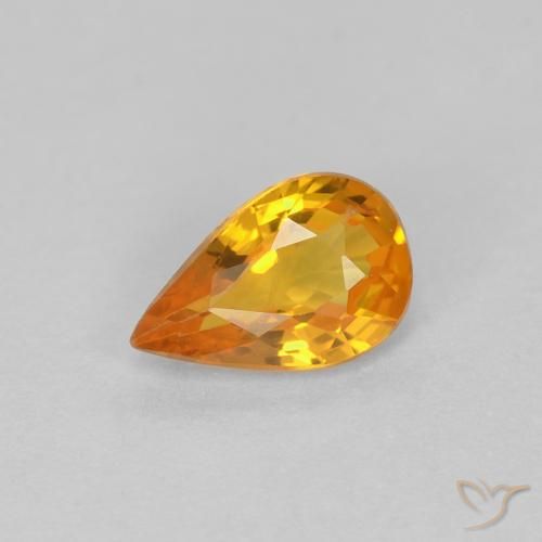 0.52ct Naturale Albicocca Arancia Zaffiro, Forma a pera, VVS
