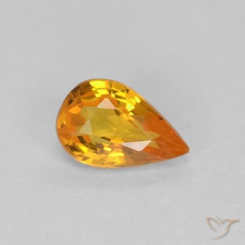 Zaffiro Albicocca Arancia naturale da 0.52 ct, Forma a pera, VVS