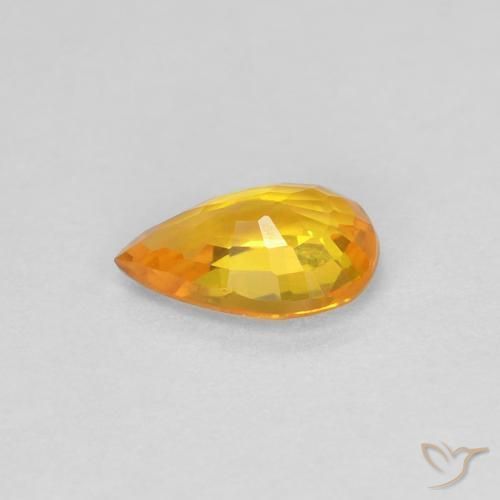 Zaffiro Arancio Medio naturale da 0.47 ct, Forma a pera, VVS