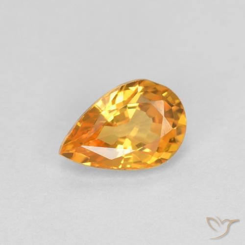 0.58ct Naturale Arancio Medio Zaffiro, Forma a pera, VVS