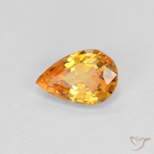 Zaffiro Arancio Medio naturale da 0.58 ct, Forma a pera, VVS