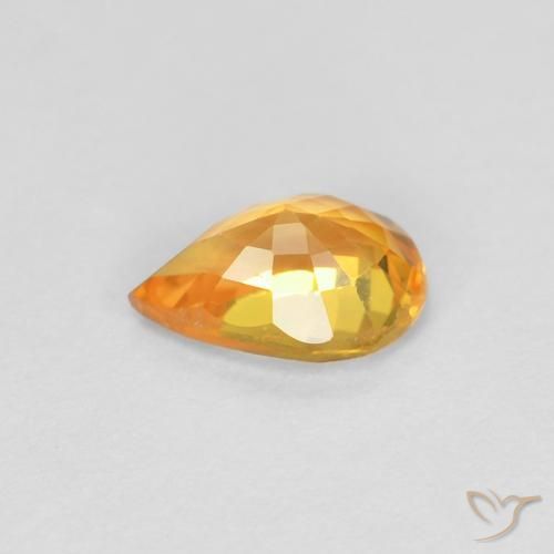 Zaffiro Arancio Medio naturale da 0.58 ct, Forma a pera, VVS