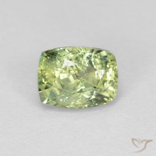 Zaffiro Verde giallastro naturale da 0.83 ct, Cuscino, VS-SI