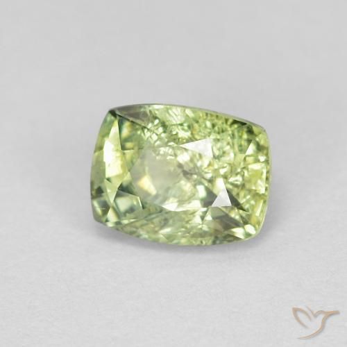 Zaffiro Verde giallastro naturale da 0.83 ct, Cuscino, VS-SI