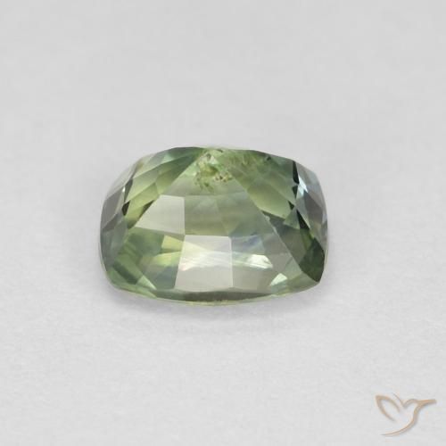 Zaffiro Verde giallastro naturale da 0.83 ct, Cuscino, VS-SI