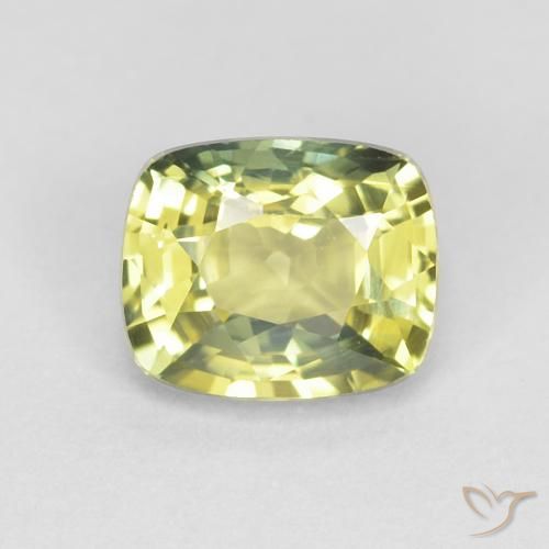 0.85ct Naturale Giallo verdastro Zaffiro, Cuscino, VVS