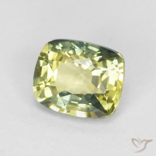 Zaffiro Giallo verdastro naturale da 0.85 ct, Cuscino, VVS