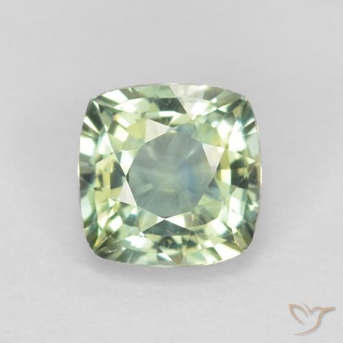 0.81ct Naturale Verde Salvia Chiaro Zaffiro, Cuscino, VVS