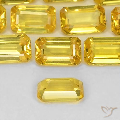 Zaffiro Giallo naturale da 0.41 ct, Ottagonale / Taglio smeraldo, VS