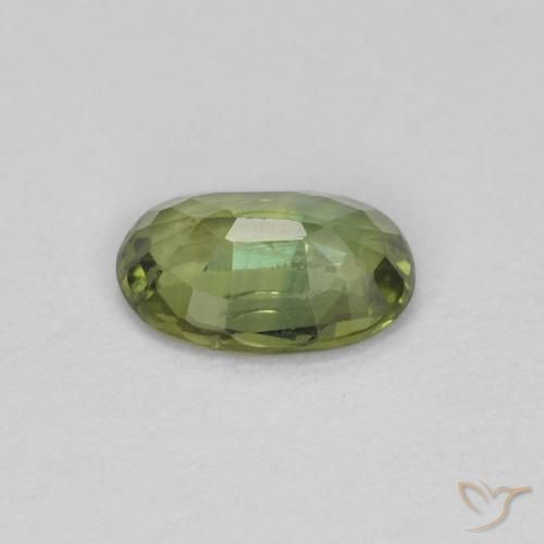 Zaffiro Verde medio-scuro naturale da 0.54 ct, Ovale, VS