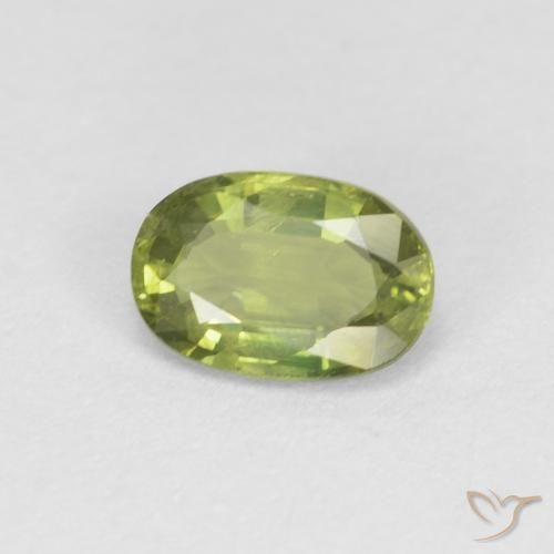 Zaffiro Verde oliva naturale da 0.57 ct, Ovale, VS