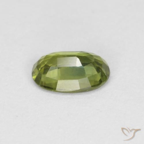 Zaffiro Verde oliva naturale da 0.57 ct, Ovale, VS