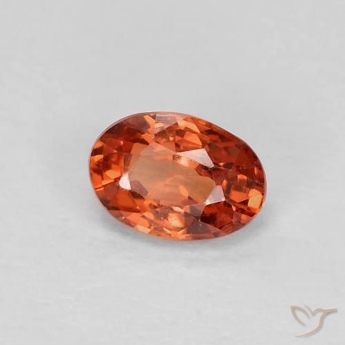 Zaffiro Rosso arancione naturale da 0.58 ct, Ovale, VVS-VS