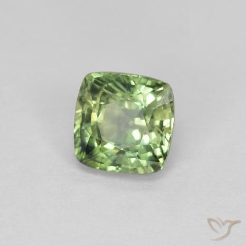 Zaffiro Verde giallastro naturale da 0.82 ct, Cuscino, VVS-VS