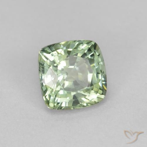 Zaffiro Verde pallido naturale da 0.97 ct, Cuscino, VVS