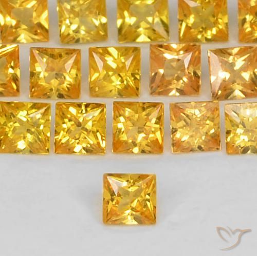 0.06ct Naturale Arancio Dorato Profondo Zaffiro, Quadrato, VS