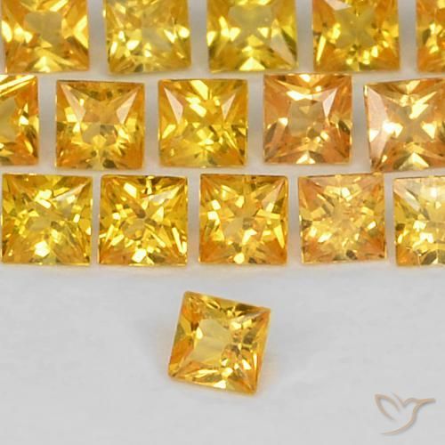 Zaffiro Arancio Dorato Profondo naturale da 0.06 ct, Quadrato, VS